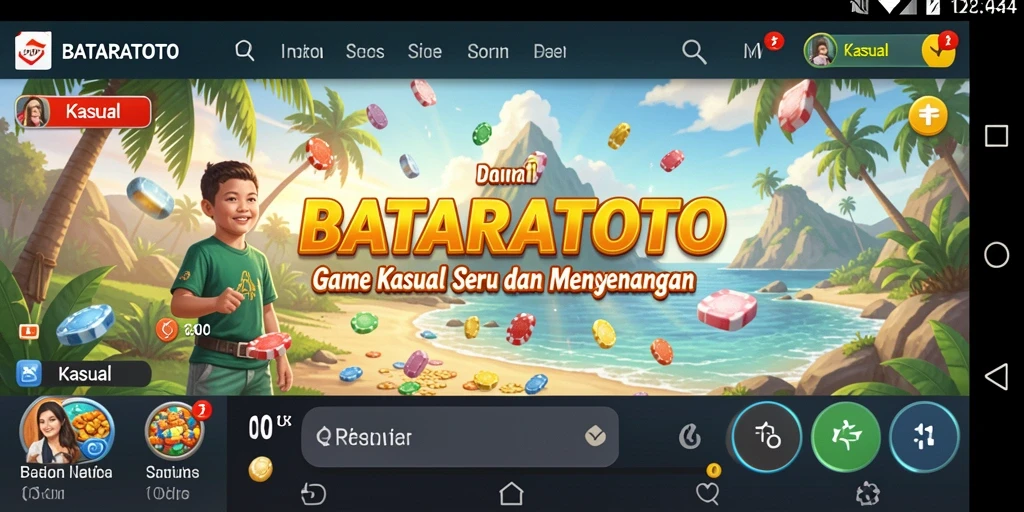 Tampilan antarmuka game Kasual yang menarik dan intuitif.