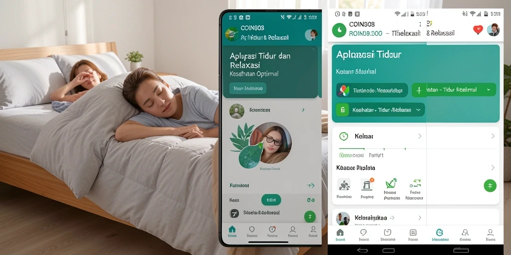 Antarmuka aplikasi COIN303 yang menenangkan dengan opsi suara relaksasi.
