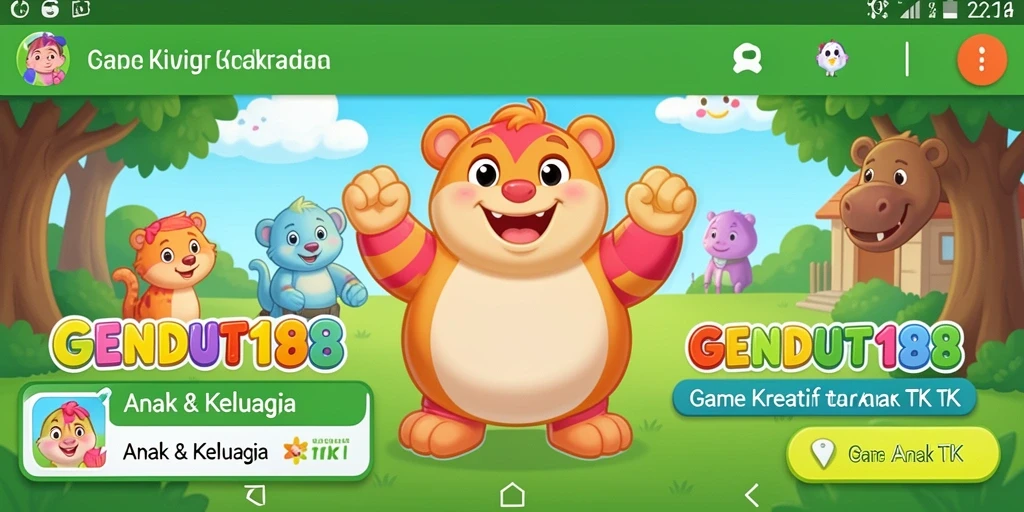 Antarmuka GENDUT188 yang cerah dan interaktif untuk anak-anak belajar.