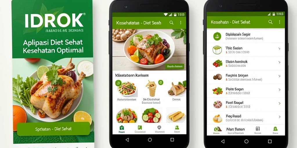 Antarmuka aplikasi IDROK yang sederhana dan menarik untuk diet sehat.