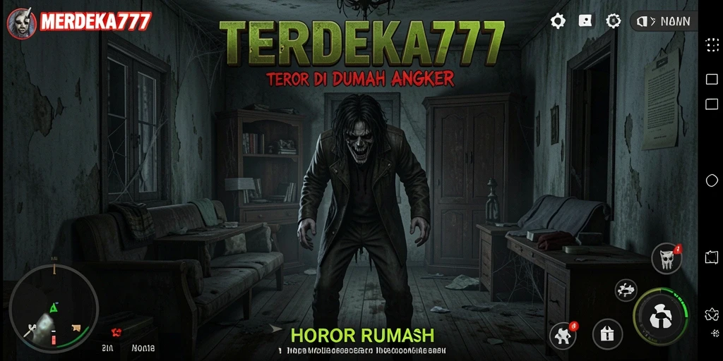 Tampilan antarmuka menyeramkan dari MERDEKA777 yang menciptakan suasana horor.
