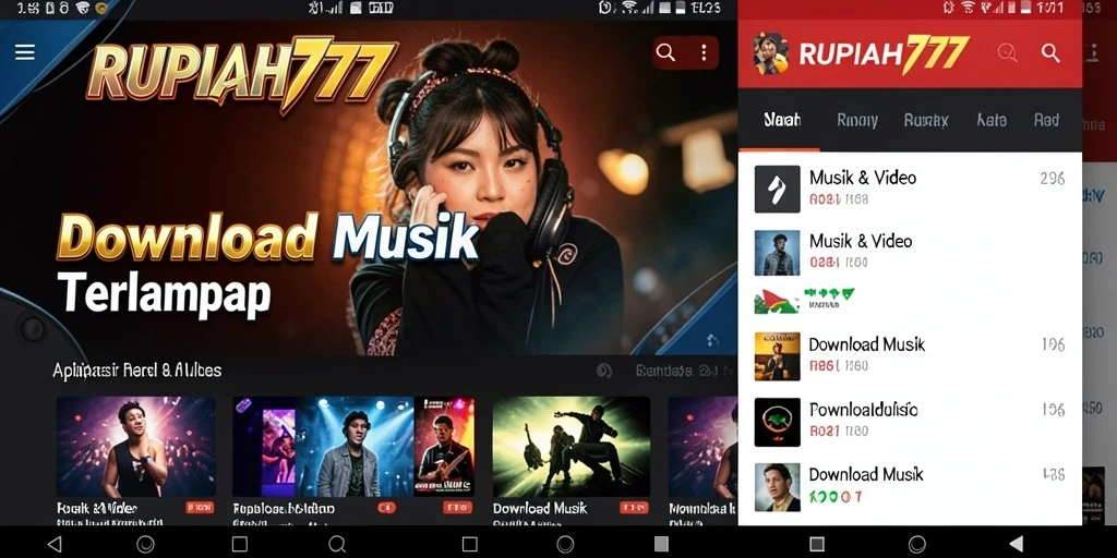Antarmuka aplikasi RUPIAH777 yang modern dan terampil dalam Download Musik.