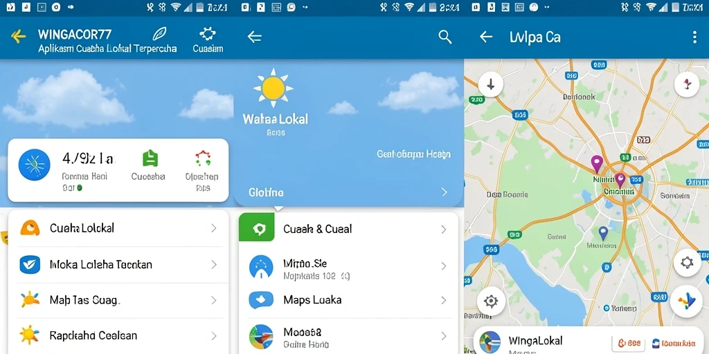 Antarmuka WINGACOR77 menampilkan informasi cuaca lokal secara jelas.